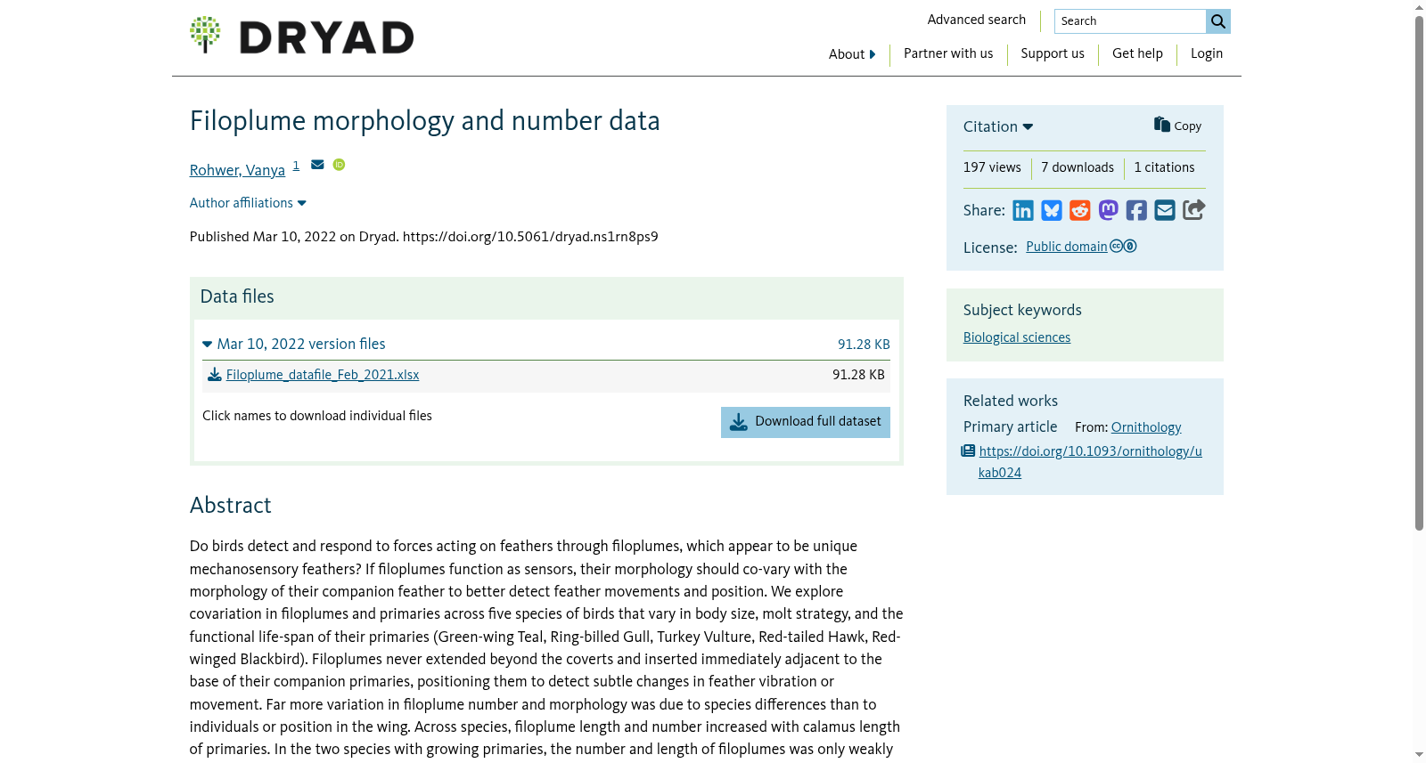 Filoplume morphology and number data 数据集图片