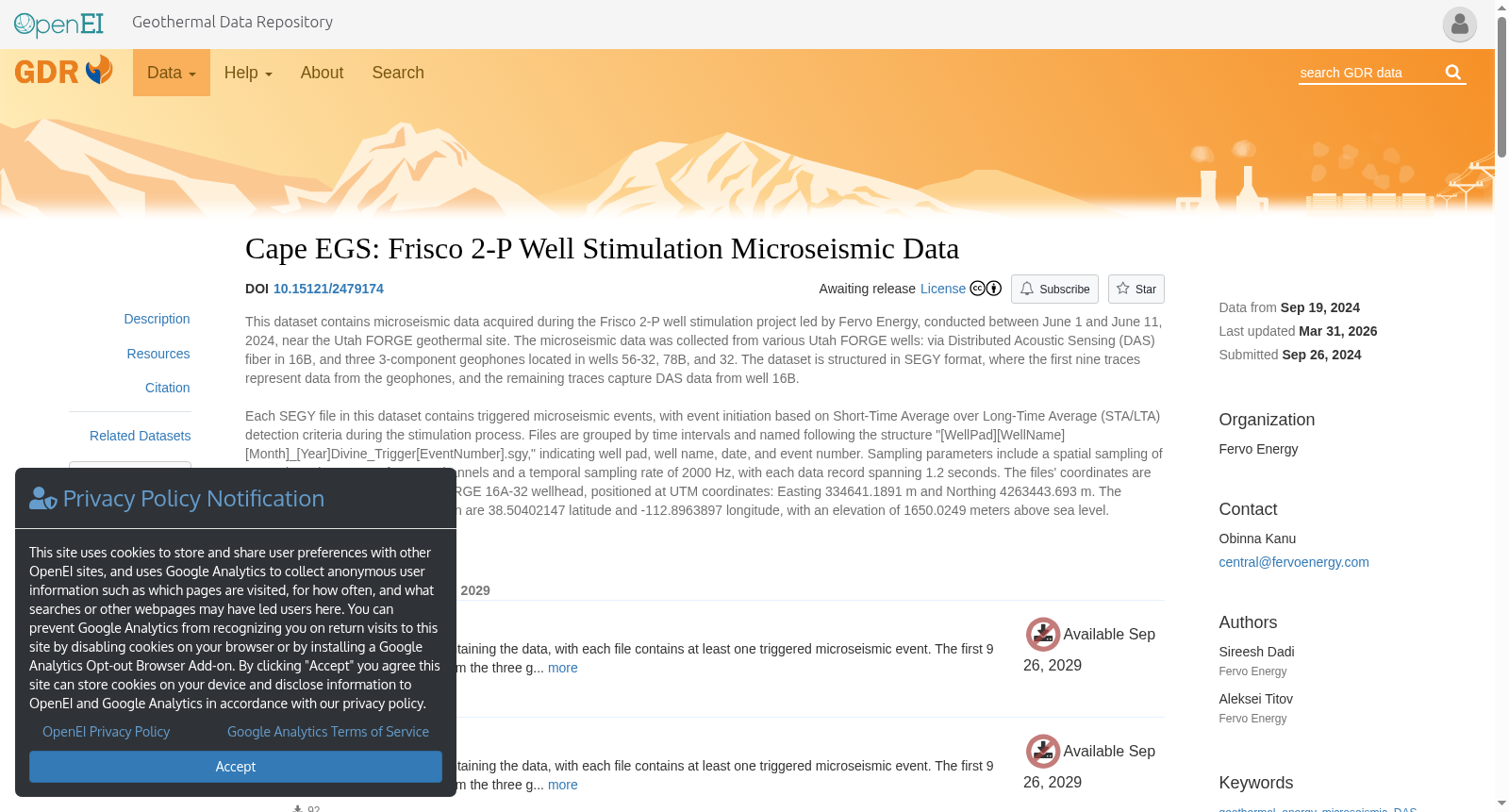 Cape EGS: Frisco 2-P Well Stimulation Microseismic Data 数据集图片
