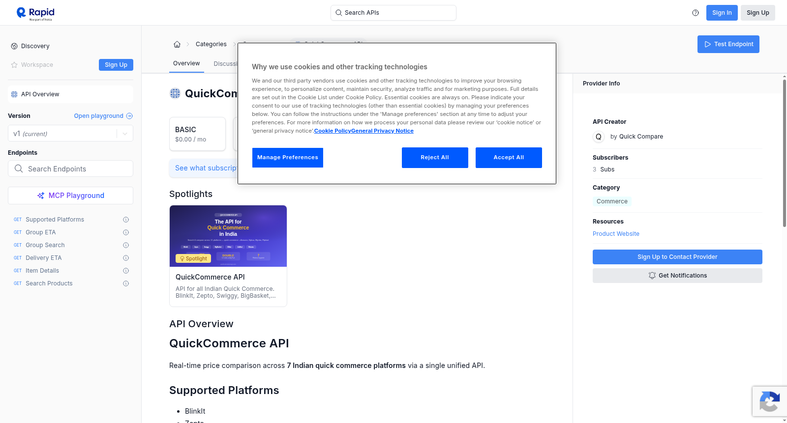 QuickCommerce API 数据集图片