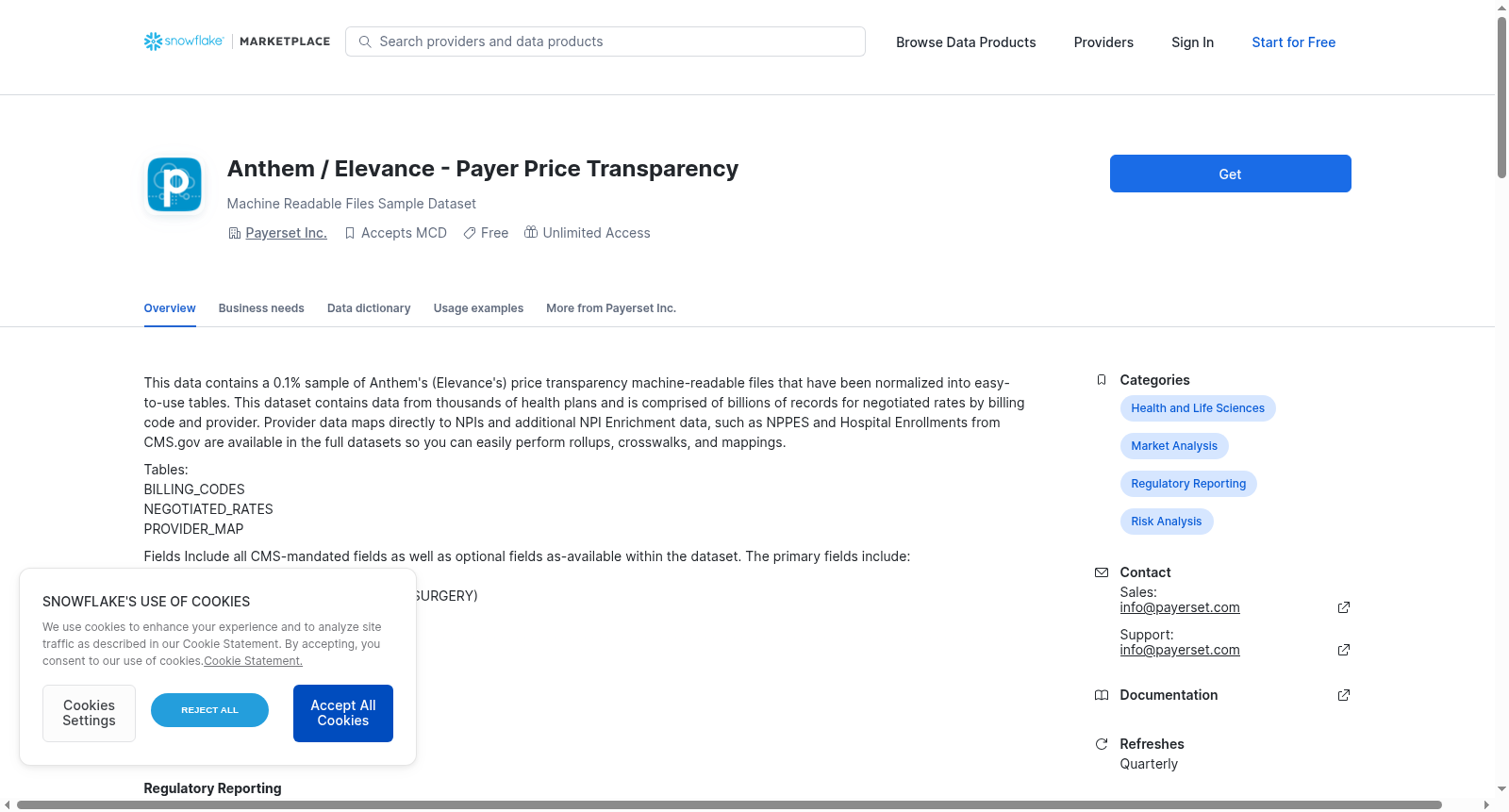 Anthem / Elevance - Payer Price Transparency 数据集图片