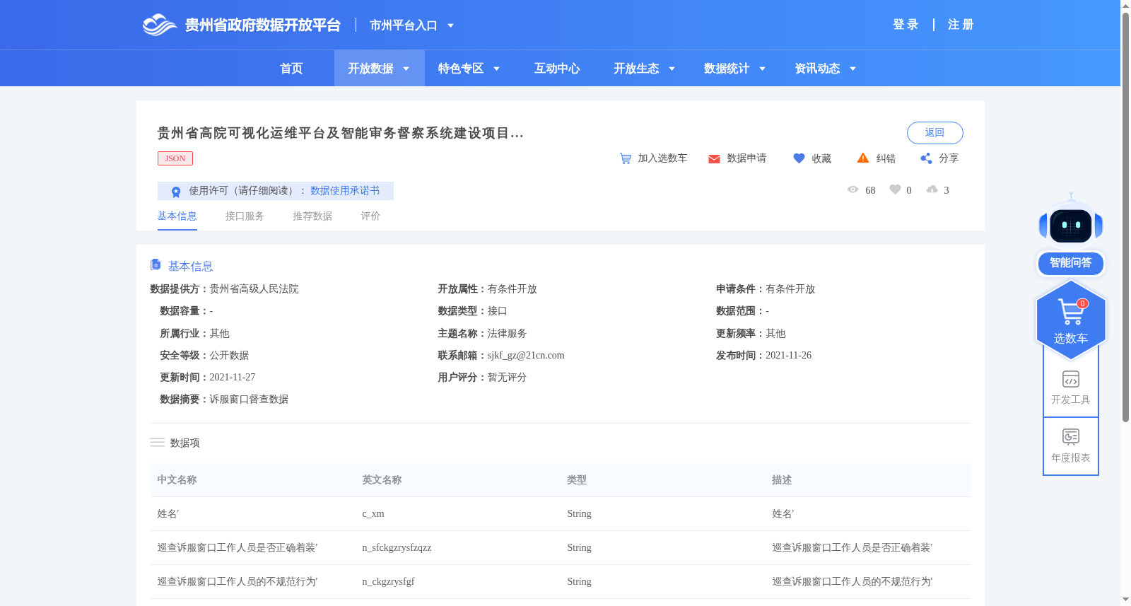 贵州省高院可视化运维平台及智能审务督察系统建设项目-诉服窗口督查数据 数据集图片