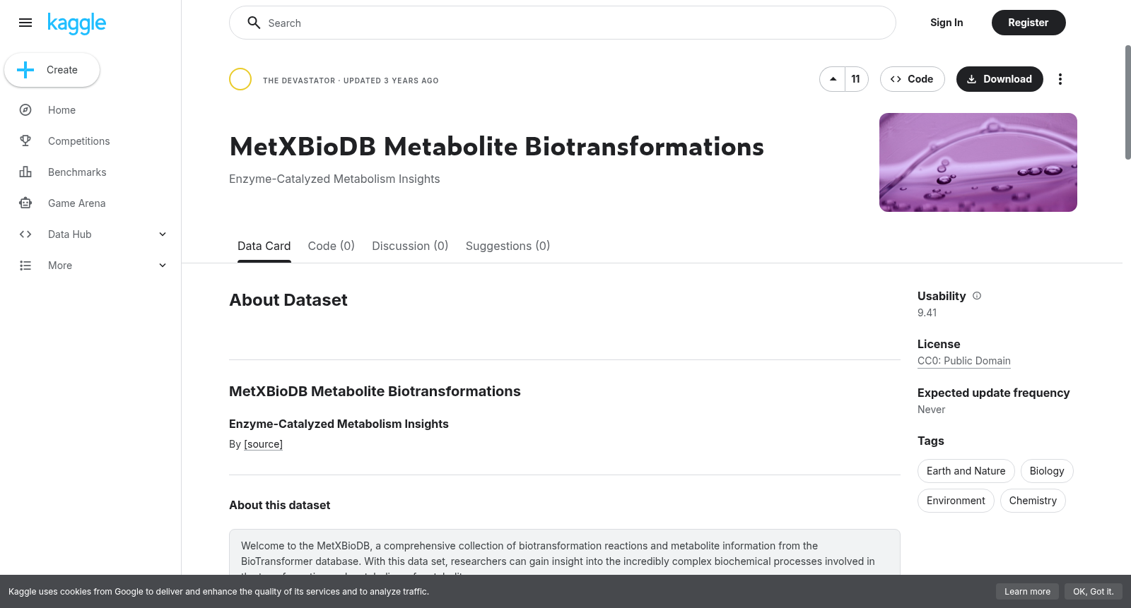 MetXBioDB Metabolite Biotransformations 数据集图片