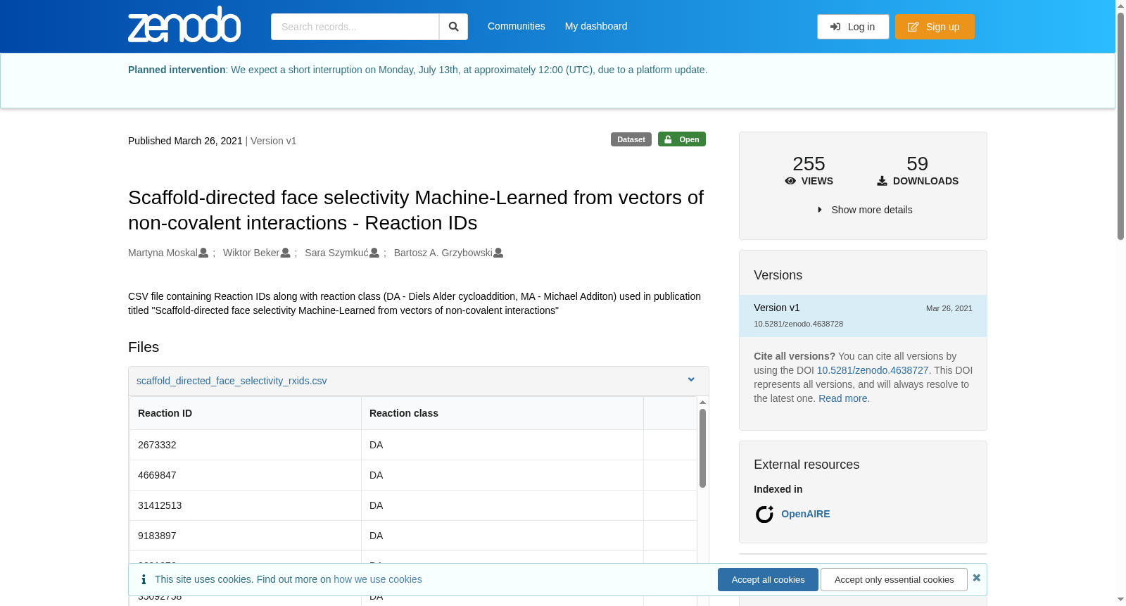 Scaffold-directed face selectivity Machine-Learned from vectors of non-covalent interactions - Reaction IDs 数据集图片