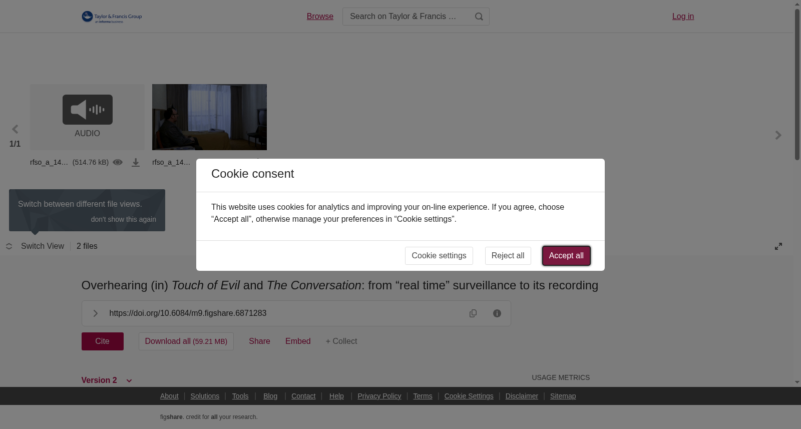 Overhearing (in) <i>Touch of Evil</i> and <i>The Conversation</i>: from “real time” surveillance to its recording 数据集图片