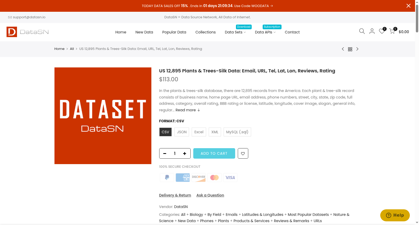 US 12,895 Plants & Trees-Silk Data: Email, URL, Tel, Lat, Lon, Reviews, Rating 数据集图片