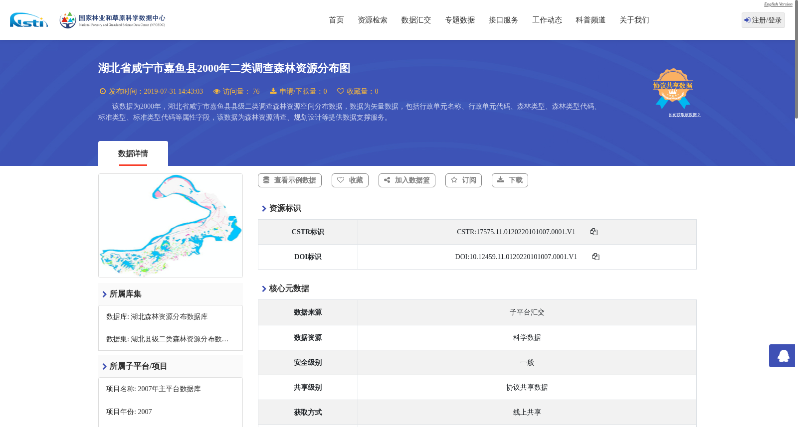 湖北省咸宁市嘉鱼县2000年二类调查森林资源分布图 数据集图片