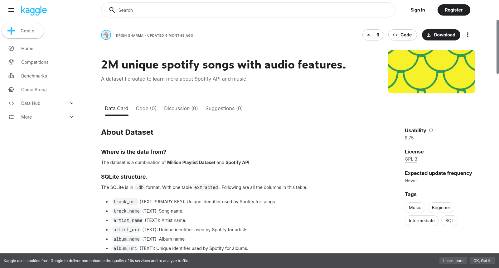 2M unique spotify songs with audio features. 数据集图片