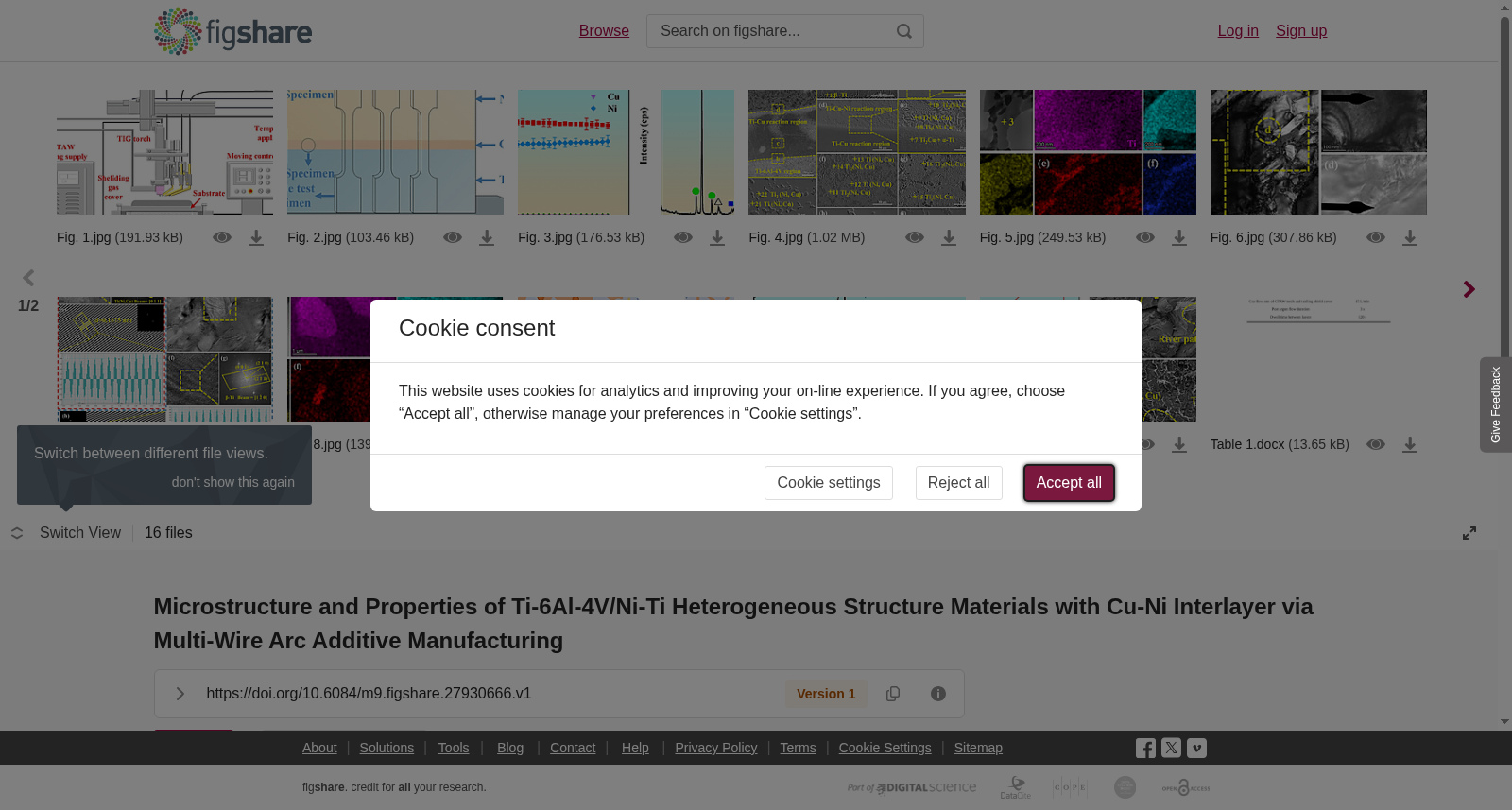 <b>Microstructure and Properties of Ti-6Al-4V/Ni-Ti Heterogeneous Structure Materials with Cu-Ni Interlayer via Multi-Wire Arc Additive Manufacturing</b> 数据集图片