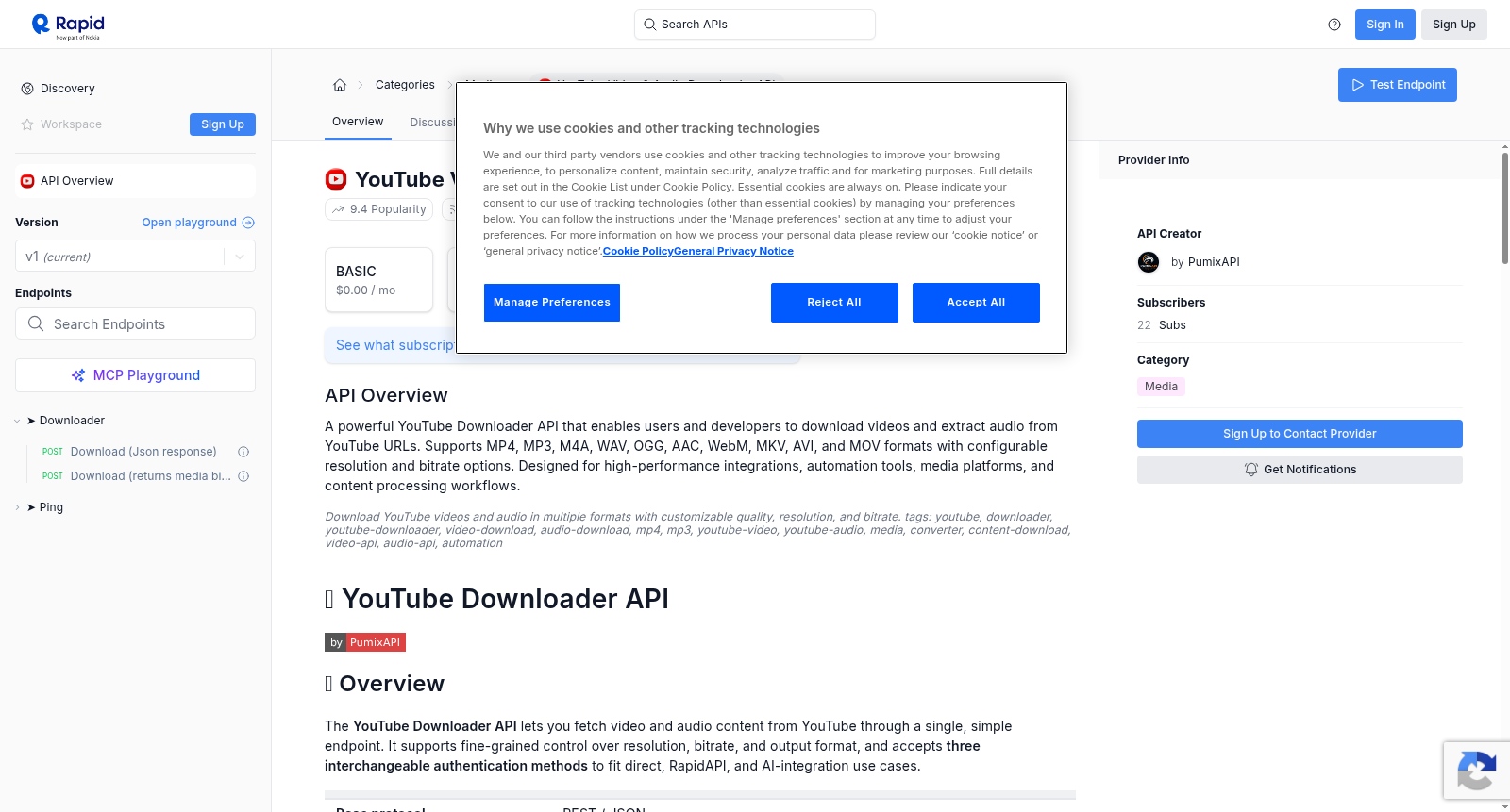 YouTube Video & Audio Downloader API 数据集图片