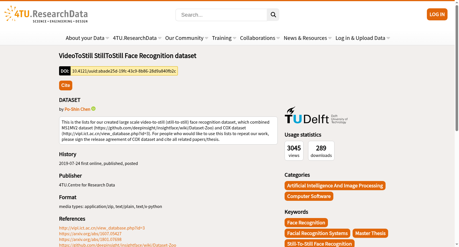 VideoToStill StillToStill Face Recognition dataset 数据集图片