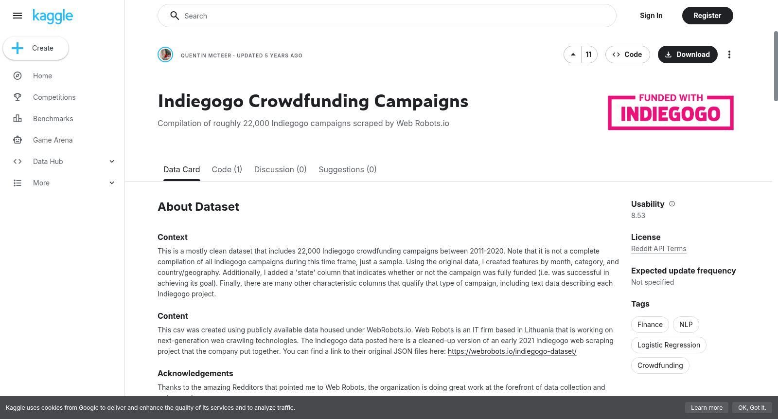 Indiegogo Crowdfunding Campaigns 数据集图片