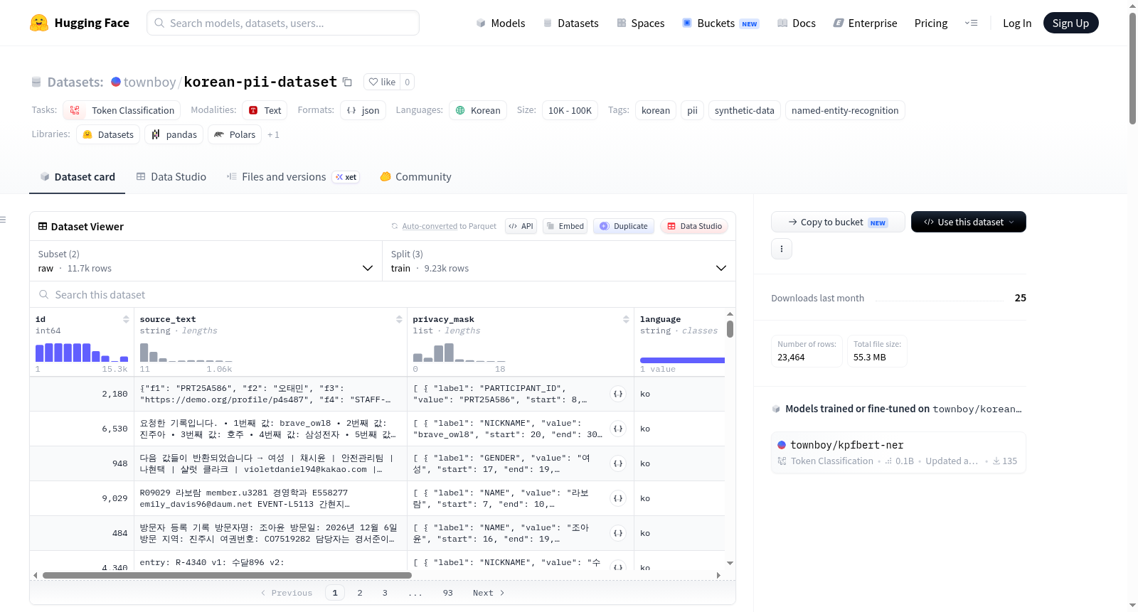 korean-pii-dataset 数据集图片