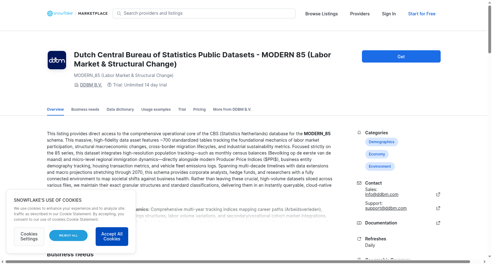 Dutch Central Bureau of Statistics Public Datasets - MODERN 85 (Labor Market & Structural Change) 数据集图片