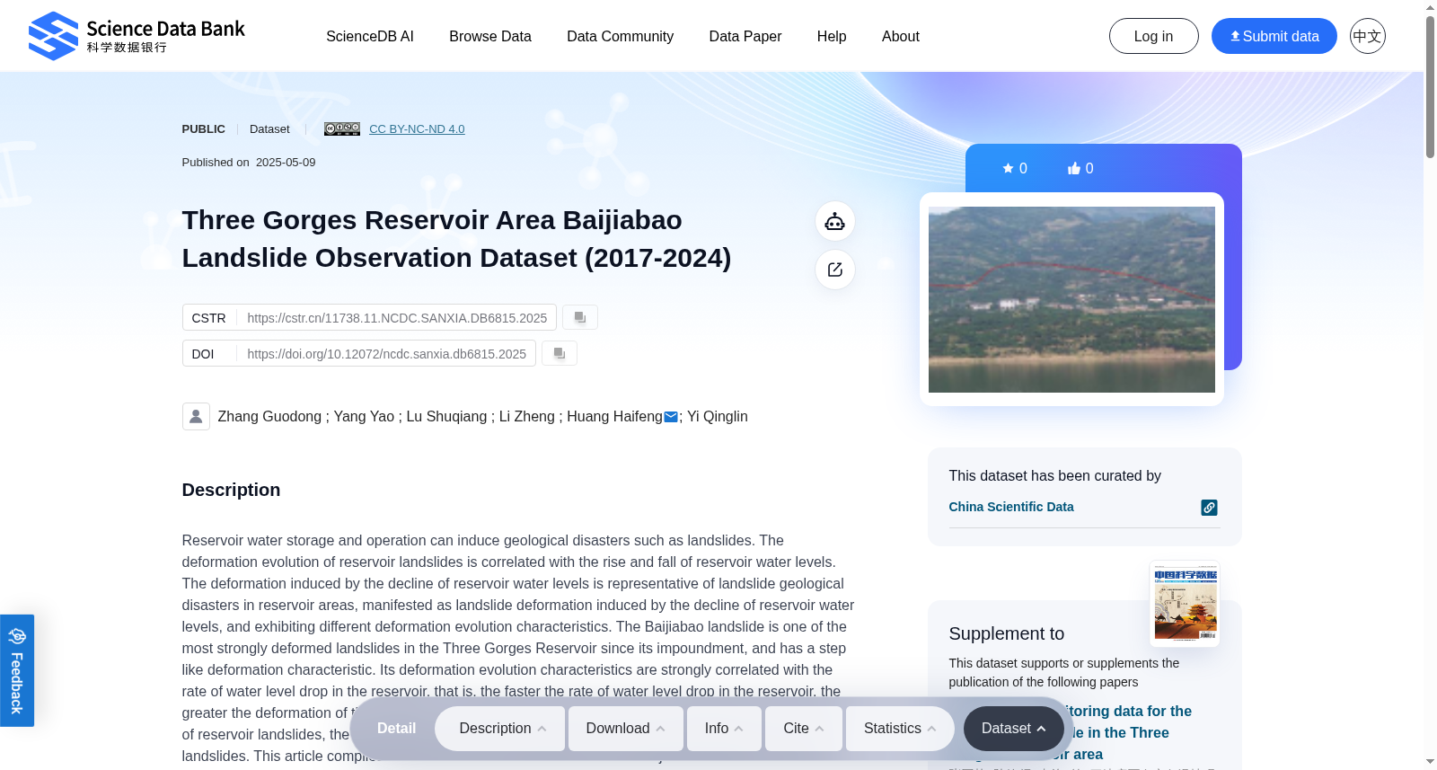 Three Gorges Reservoir Area Baijiabao Landslide Observation Dataset (2017-2024) 数据集图片