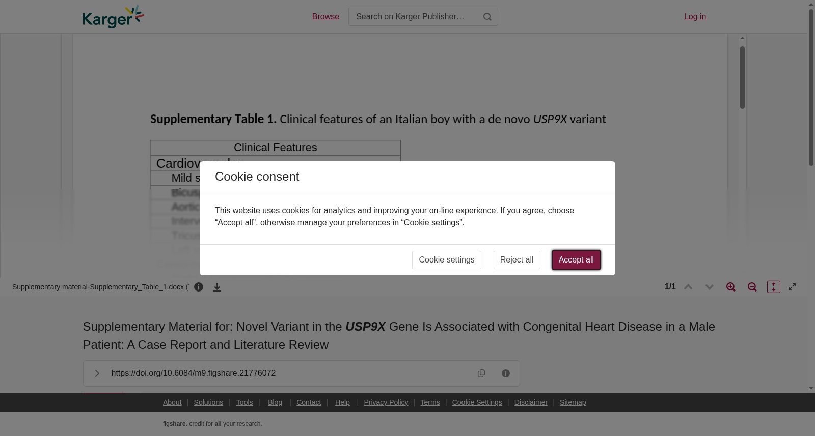 Supplementary Material for: Novel Variant in the <b><i>USP9X</i></b> Gene Is Associated with Congenital Heart Disease in a Male Patient: A Case Report and Literature Review 数据集图片