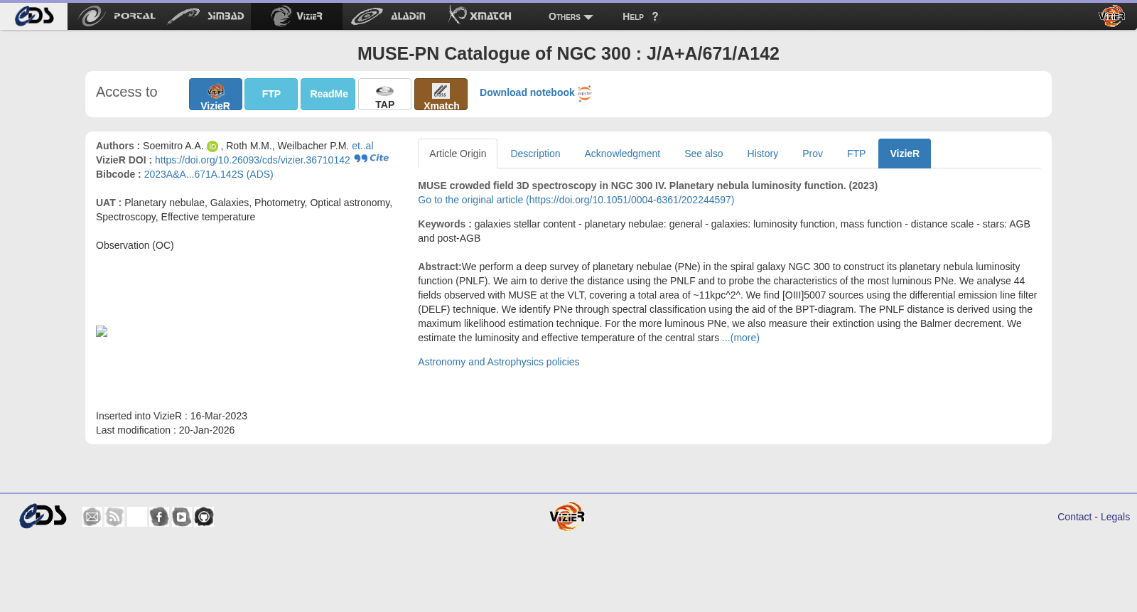MUSE-PN Catalogue of NGC 300 数据集图片