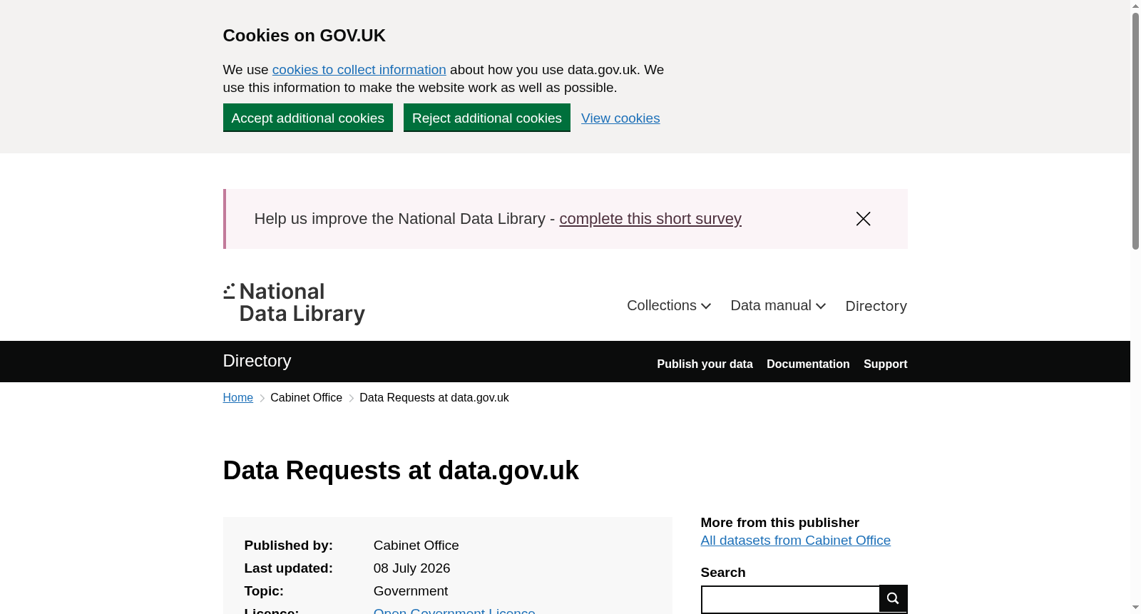 Data Requests at data.gov.uk 数据集图片