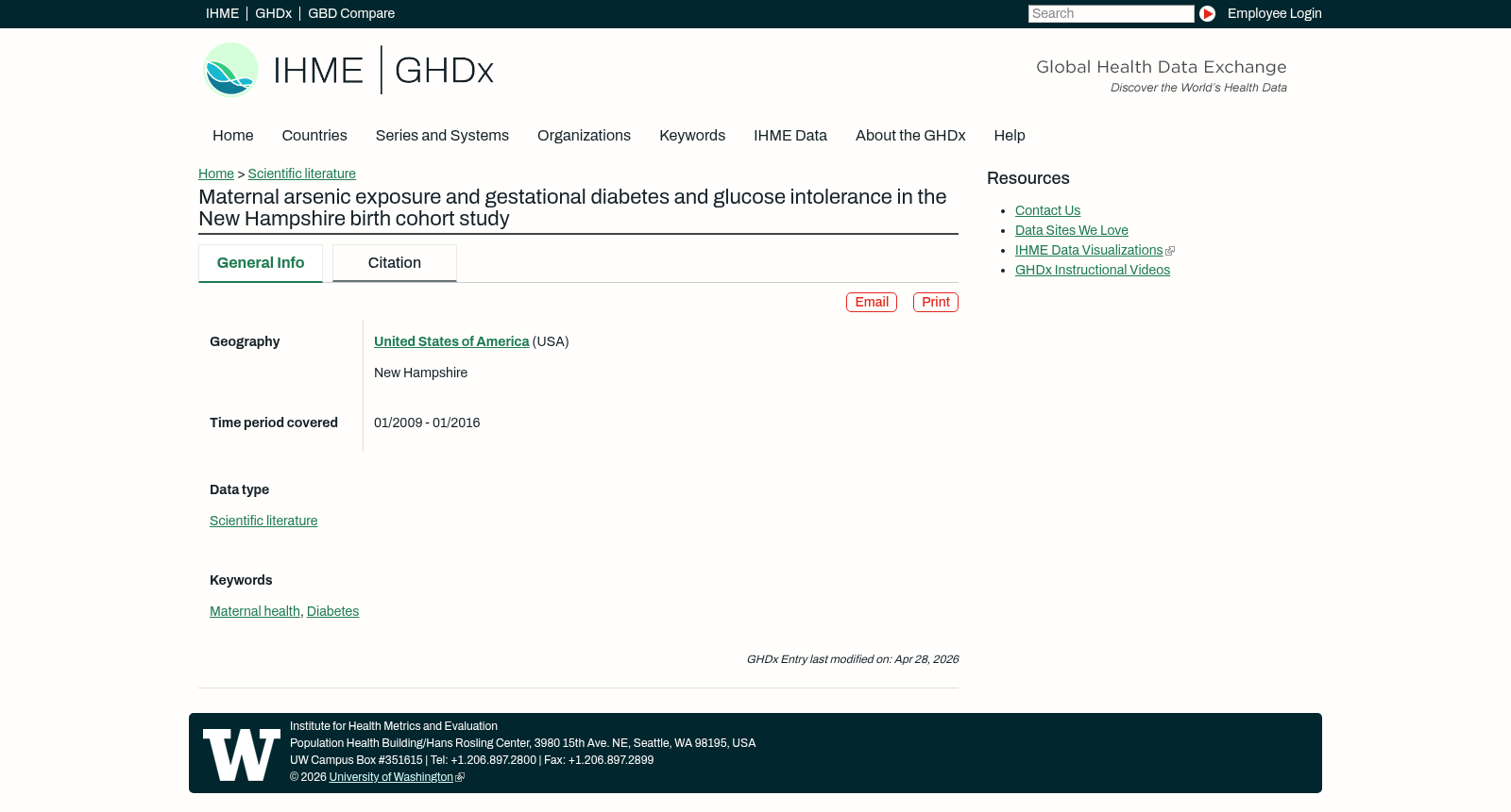 Maternal arsenic exposure and gestational diabetes and glucose intolerance in the New Hampshire birth cohort study 数据集图片