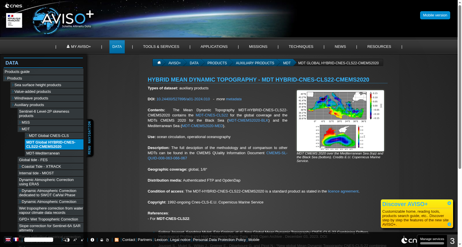 2022 Hybrid Mean Dynamic Topography CNES-CLS22-CMEMS2020 数据集图片