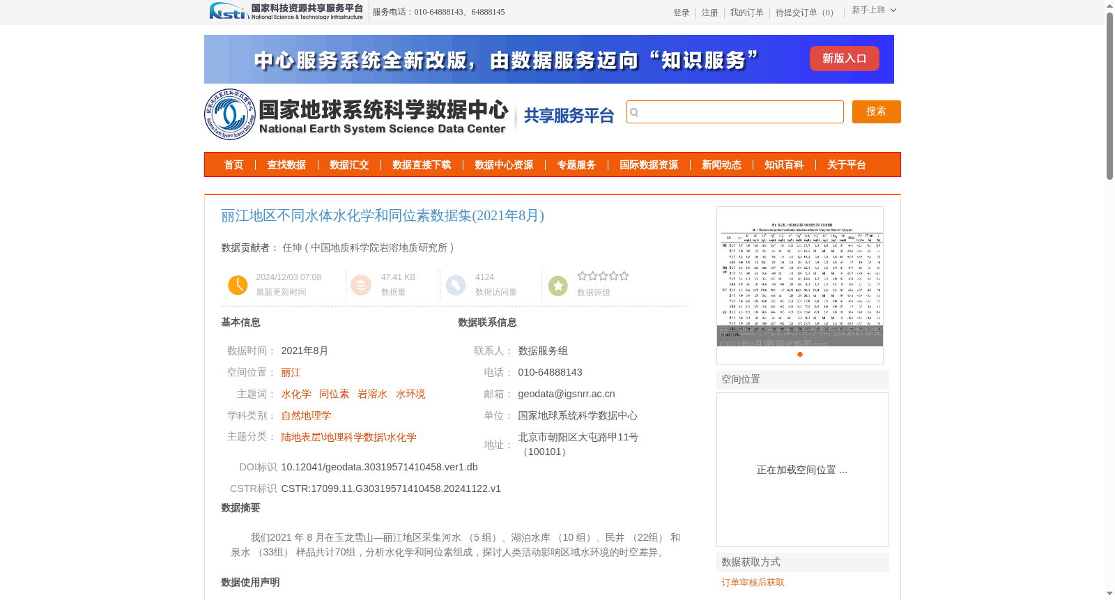 丽江地区不同水体水化学和同位素数据集(2021年8月) 数据集图片