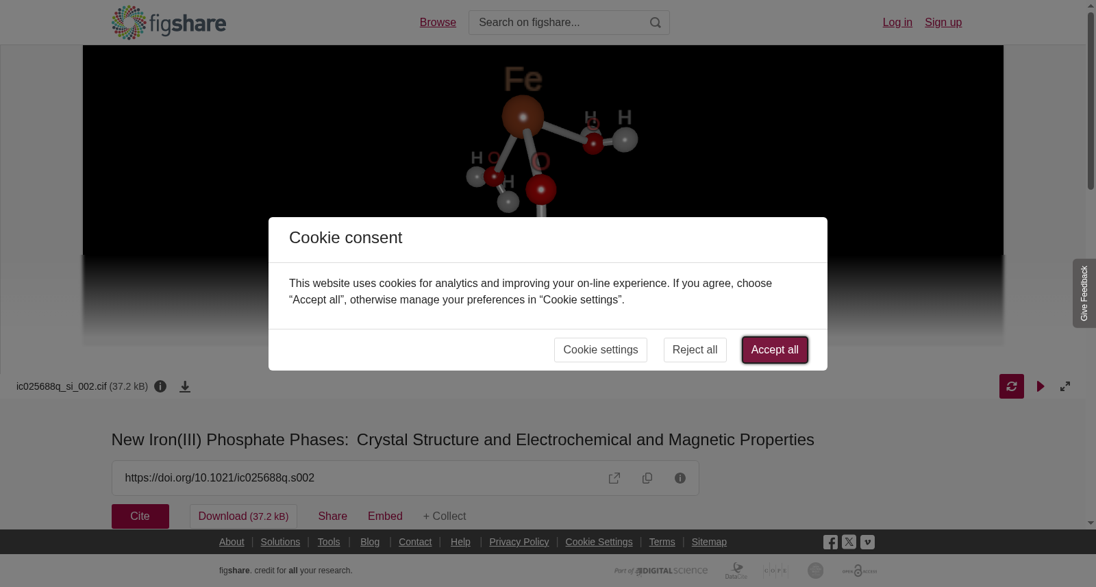 New Iron(III) Phosphate Phases: Crystal Structure and Electrochemical and Magnetic Properties 数据集图片