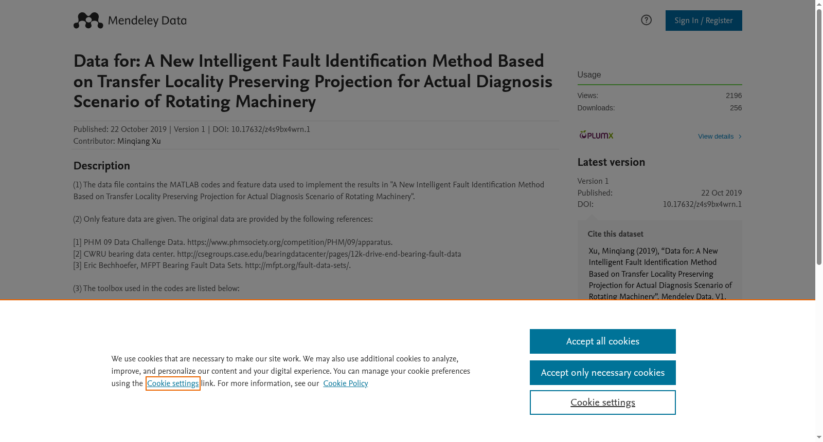 Data for: A New Intelligent Fault Identification Method Based on Transfer Locality Preserving Projection for Actual Diagnosis Scenario of Rotating Machinery 数据集图片