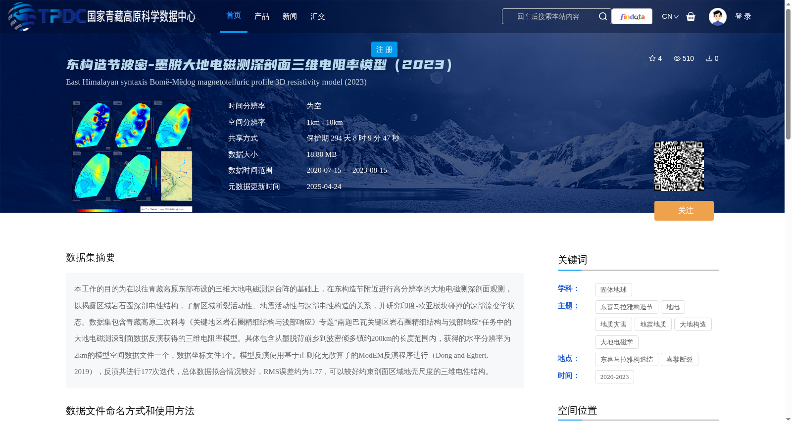 东构造节波密-墨脱大地电磁测深剖面三维电阻率模型（2023） 数据集图片