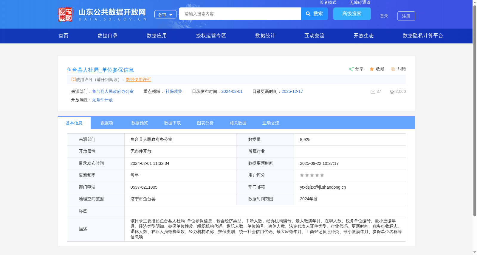 鱼台县人社局_单位参保信息 数据集图片
