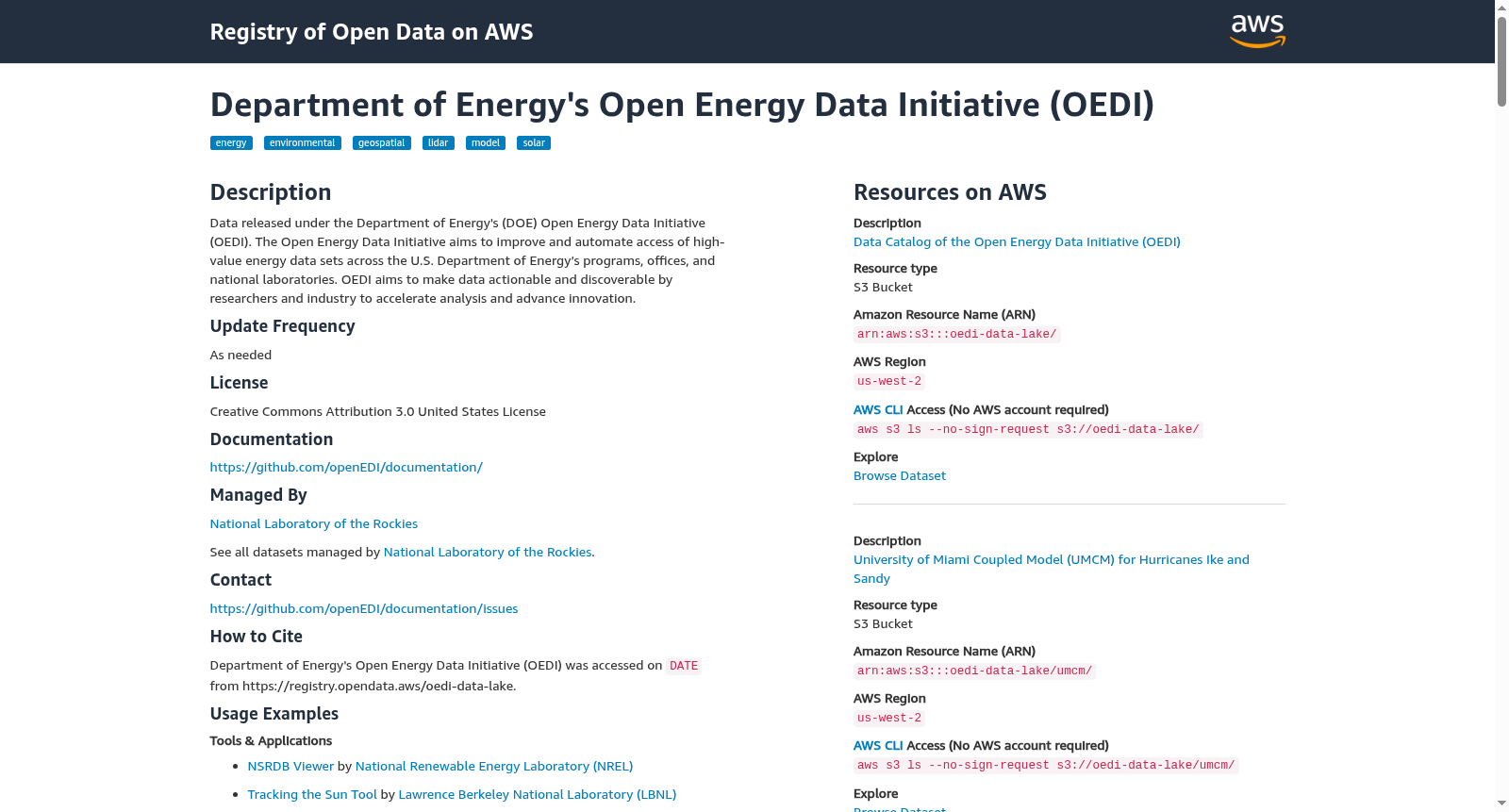 Department of Energy's Open Energy Data Initiative (OEDI) 数据集图片