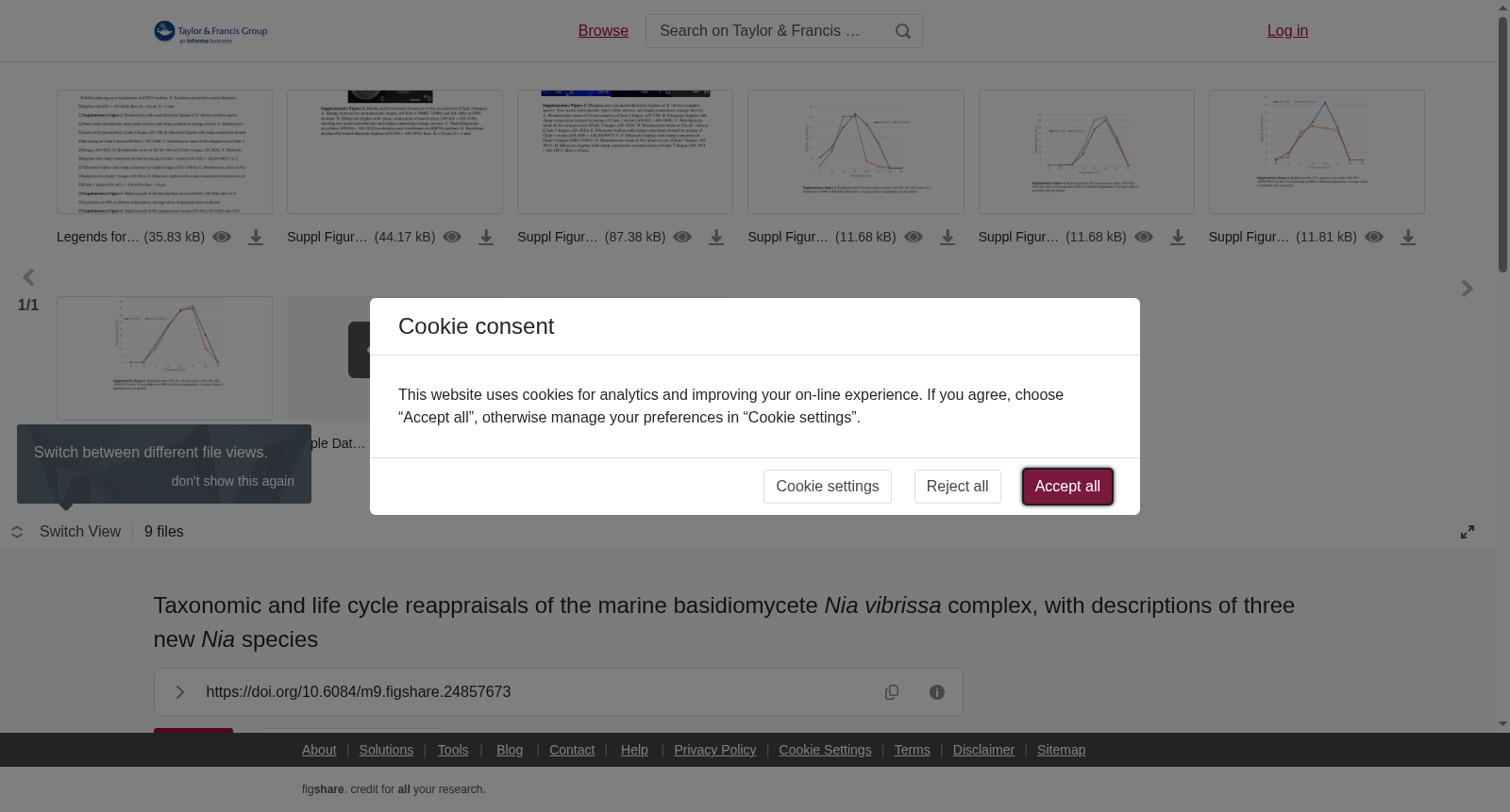Taxonomic and life cycle reappraisals of the marine basidiomycete <i>Nia vibrissa</i> complex, with descriptions of three new <i>Nia</i> species 数据集图片