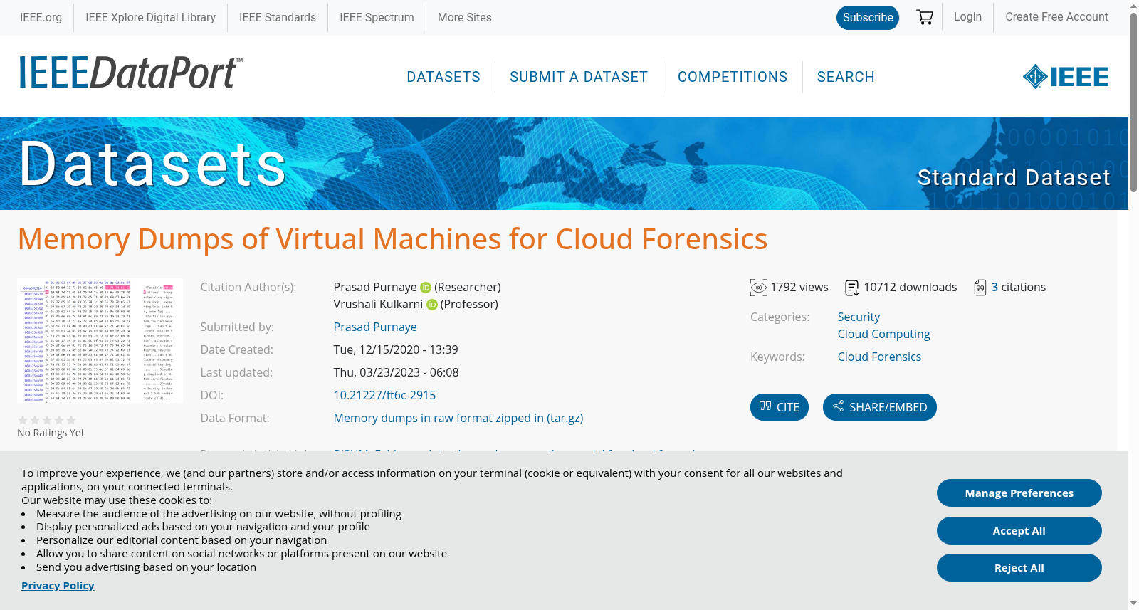 Memory Dumps Cloud Forensics 数据集图片