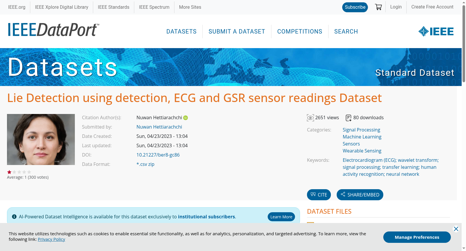 Lie Detection using detection, ECG and GSR sensor readings Dataset 数据集图片