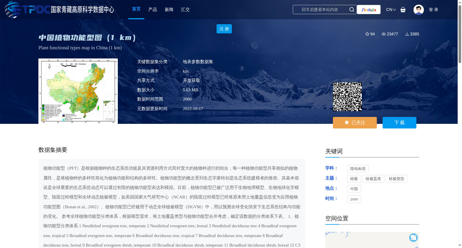 中国植物功能型图(1 km) 数据集图片