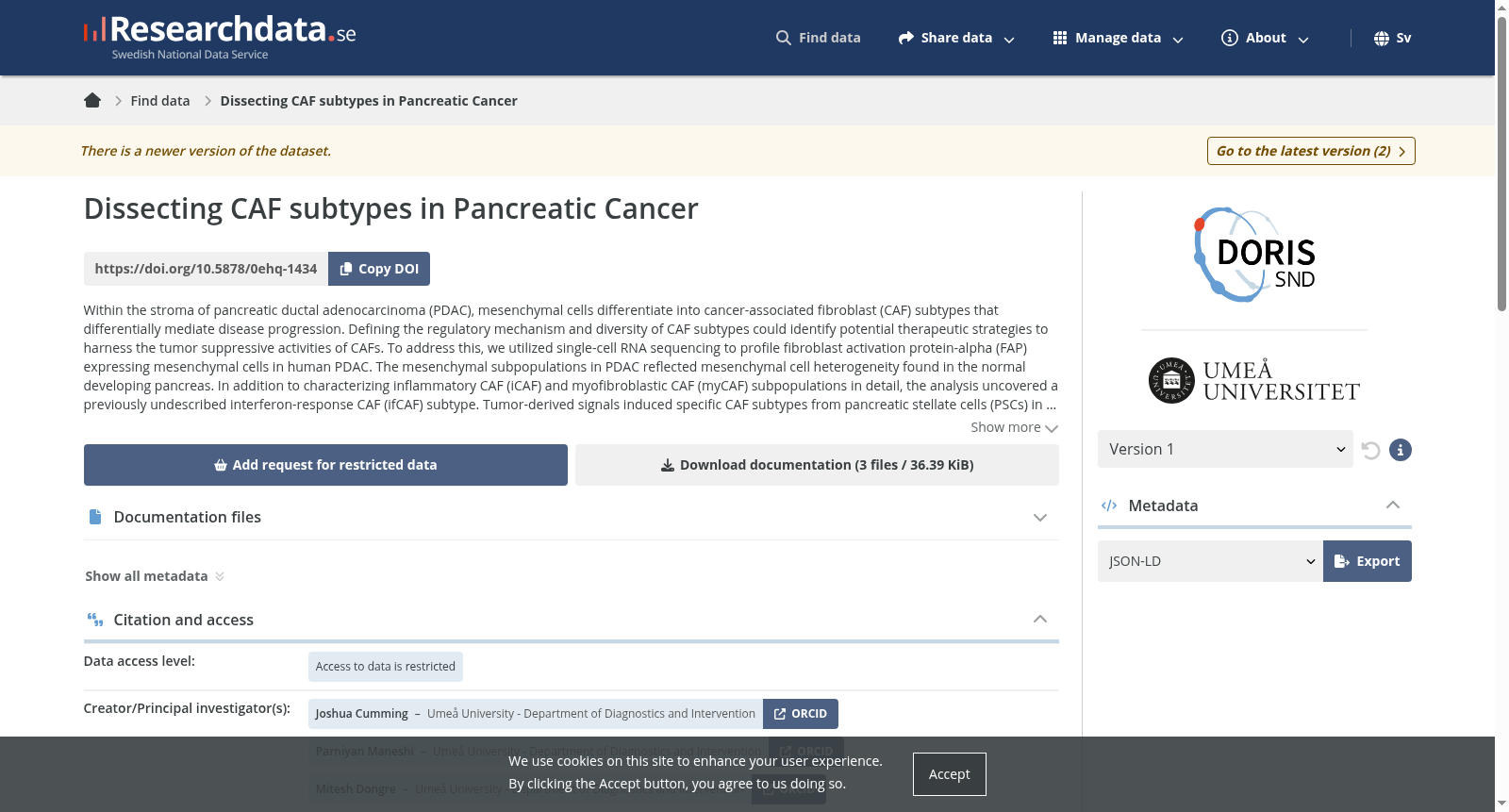 Dissecting CAF subtypes in Pancreatic Cancer 数据集图片