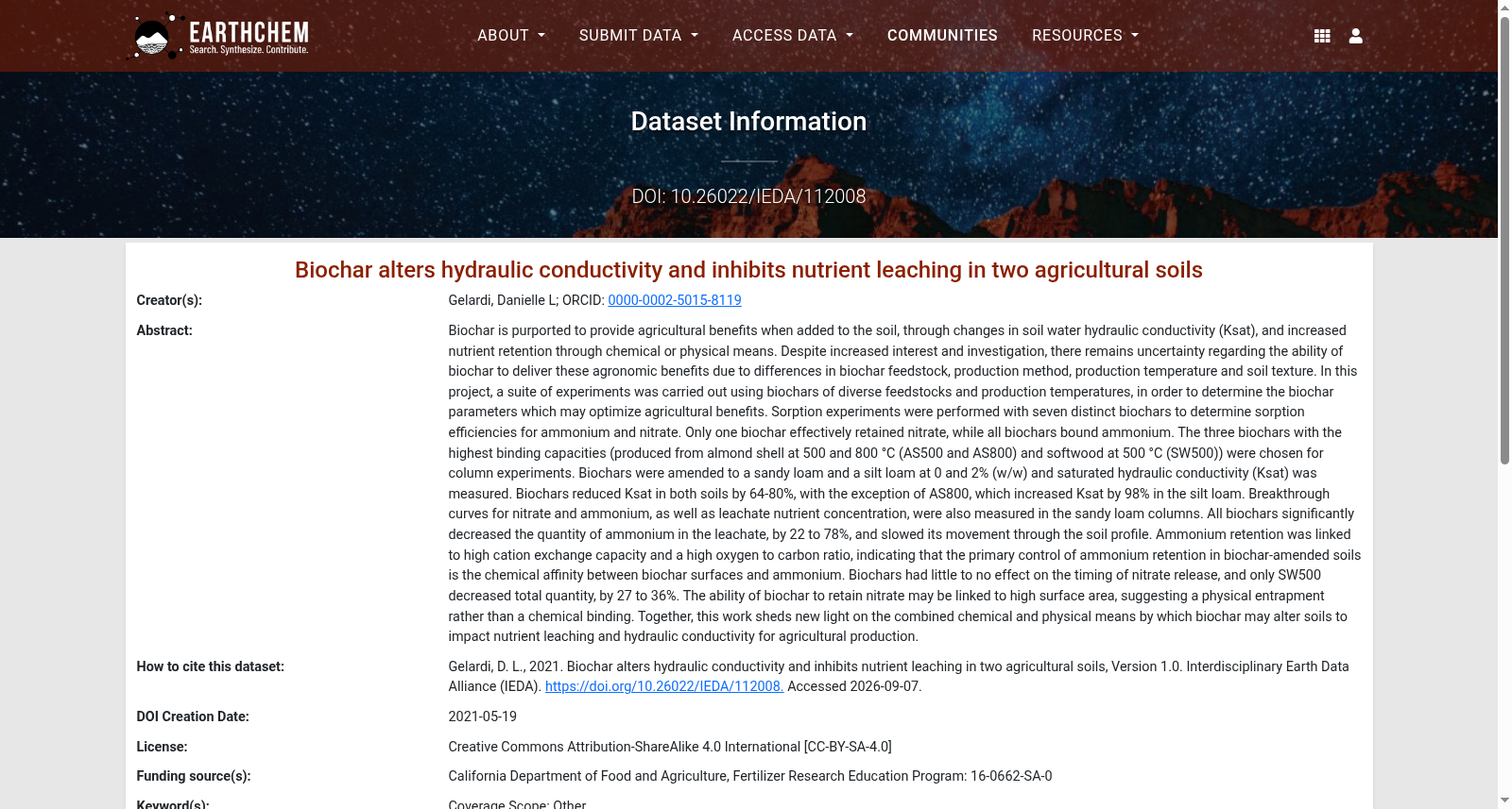 Biochar alters hydraulic conductivity and inhibits nutrient leaching in two agricultural soils 数据集图片