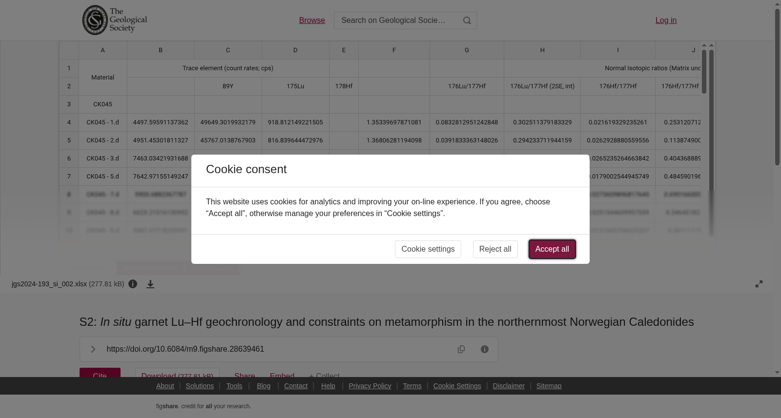 S2: <i>In situ</i> garnet Lu–Hf geochronology and constraints on metamorphism in the northernmost Norwegian Caledonides 数据集图片