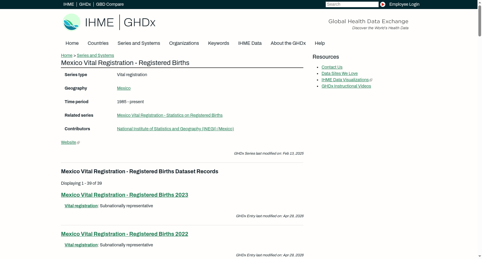 Mexico Vital Registration - Registered Births 数据集图片