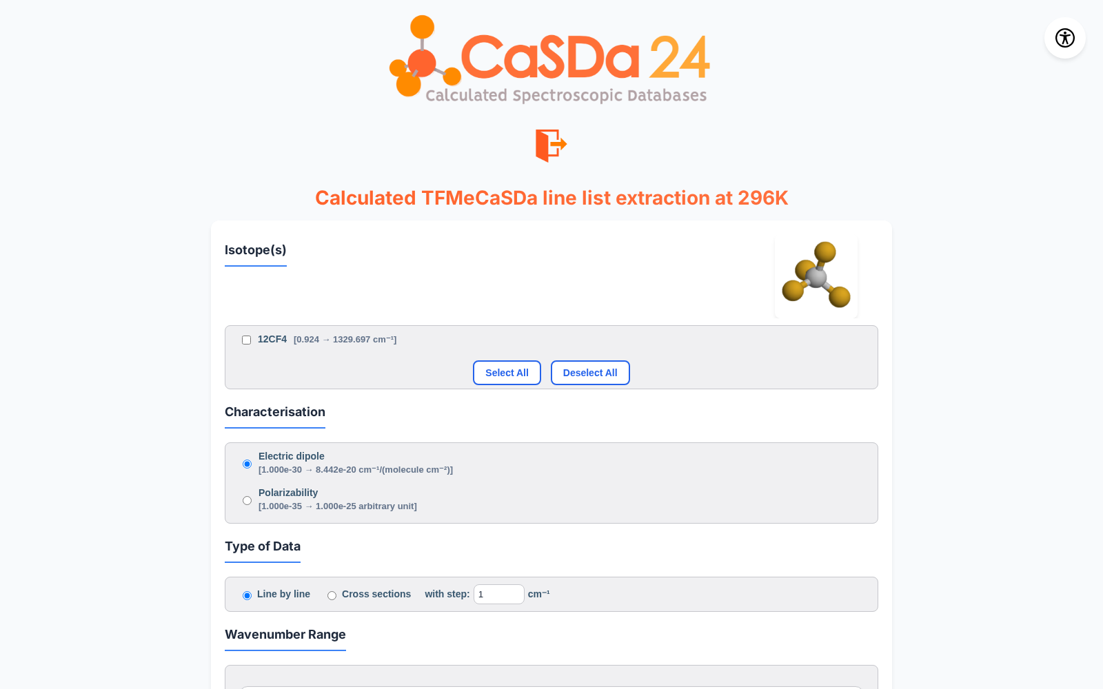TFMeCaSDa - CF4 Calculated Spectroscopic Database 数据集图片