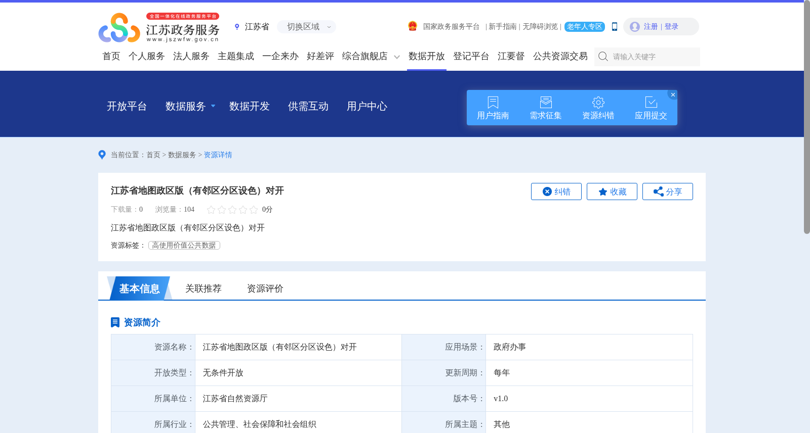 江苏省地图政区版(有邻区分区设色)对开 数据集图片