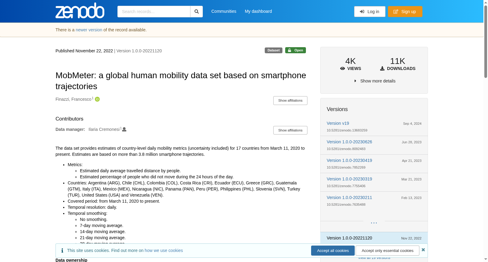 MobMeter: a global human mobility data set based on smartphone trajectories 数据集图片