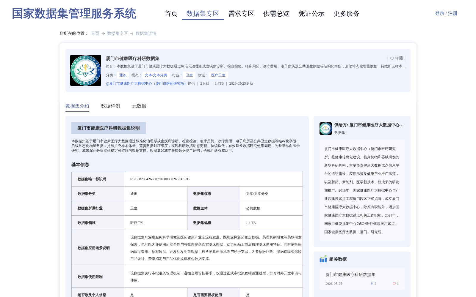 厦门市健康医疗科研数据集 数据集图片