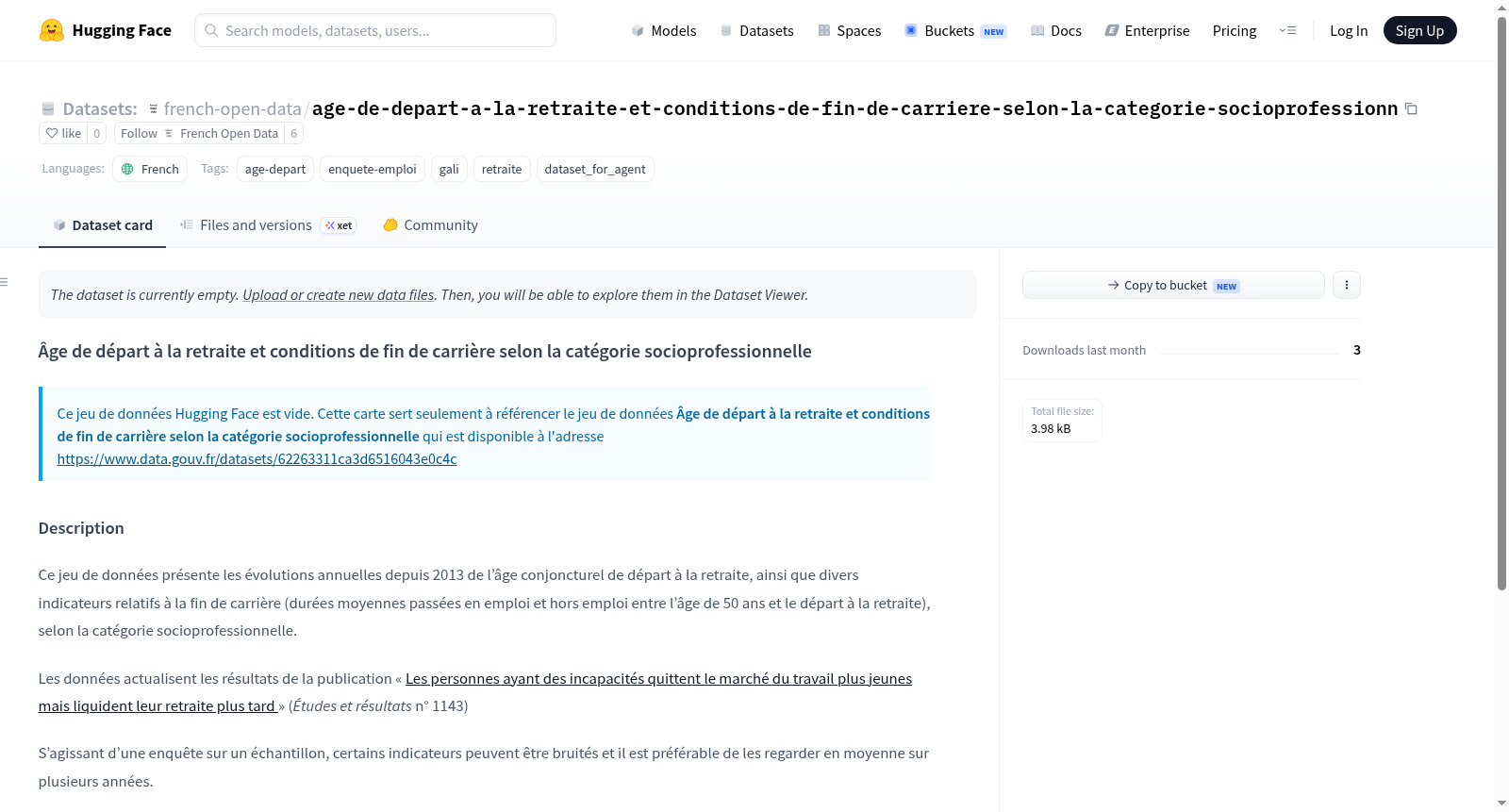 Data-Gouv-FR/age-de-depart-a-la-retraite-et-conditions-de-fin-de-carriere-selon-la-categorie-socioprofessionn 数据集图片