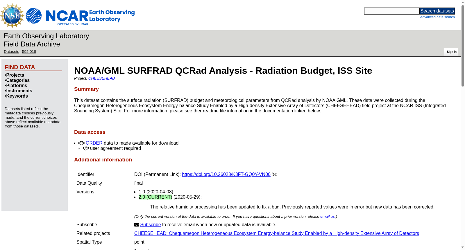 NOAA/GML SURFRAD QCRad Analysis - Radiation Budget, ISS Site. Version 2.0 数据集图片