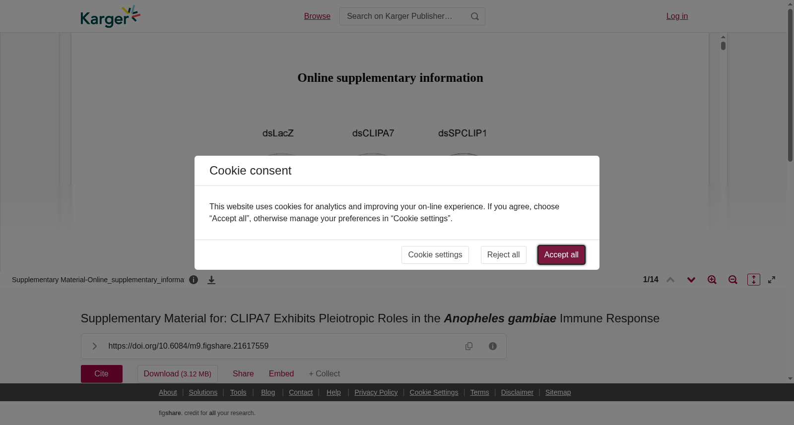 Supplementary Material for: CLIPA7 Exhibits Pleiotropic Roles in the <b><i>Anopheles gambiae</i></b> Immune Response 数据集图片