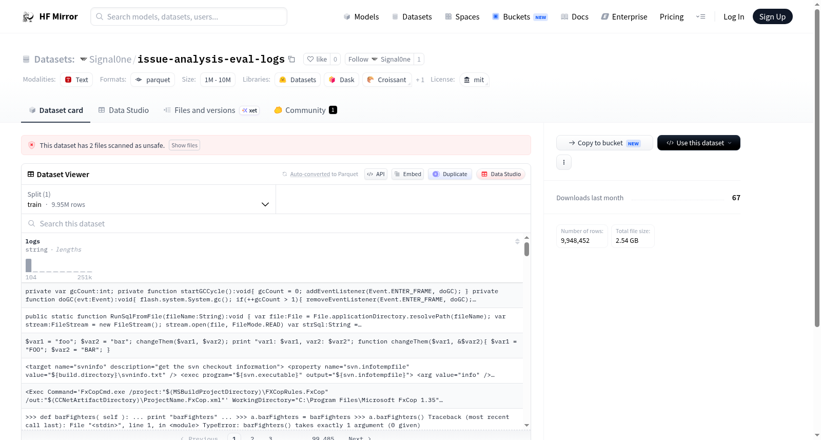 Signal0ne/issue-analysis-eval-logs 数据集图片
