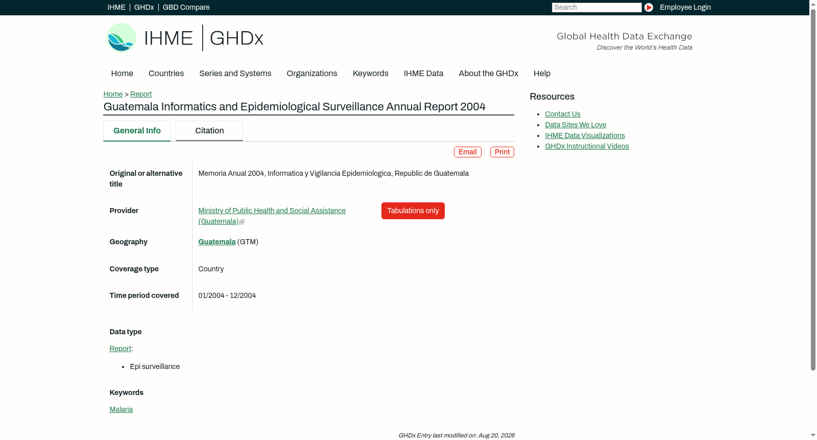 Guatemala Informatics and Epidemiological Surveillance Annual Report 2004 数据集图片