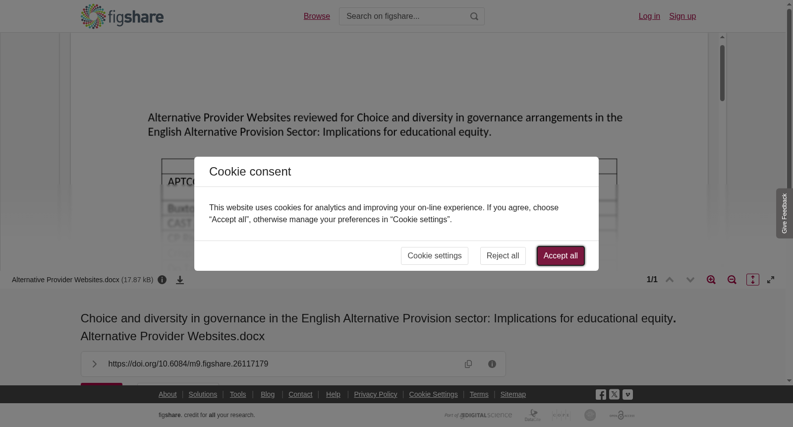 Choice and diversity in governance in the English Alternative Provision sector: Implications for educational equity<b>.</b> Alternative Provider Websites.docx 数据集图片