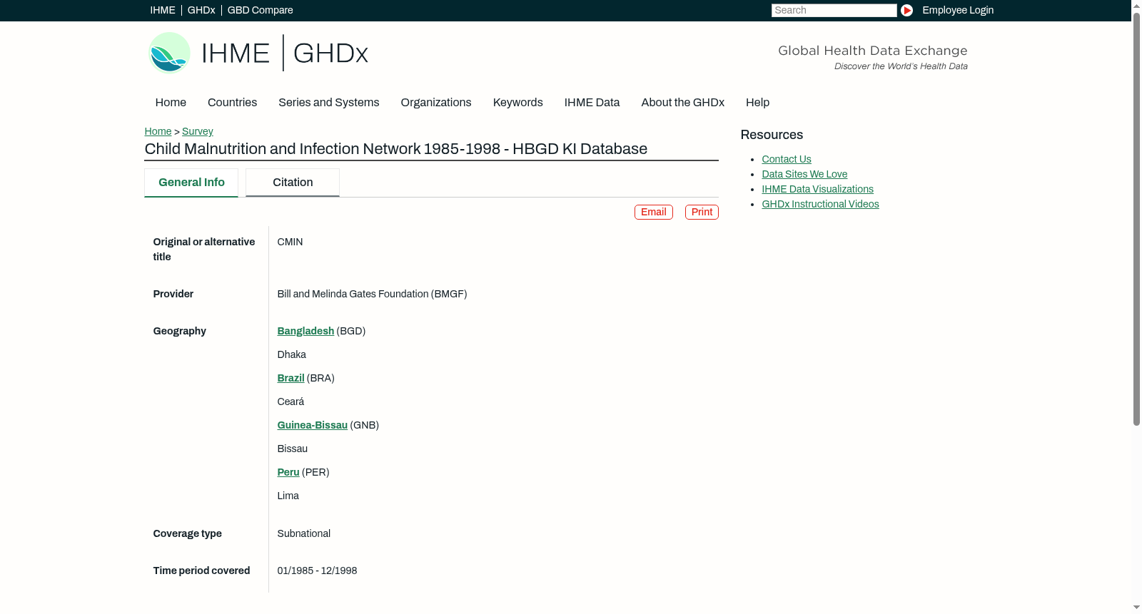 Child Malnutrition and Infection Network 1985-1998 - HBGD KI Database 数据集图片