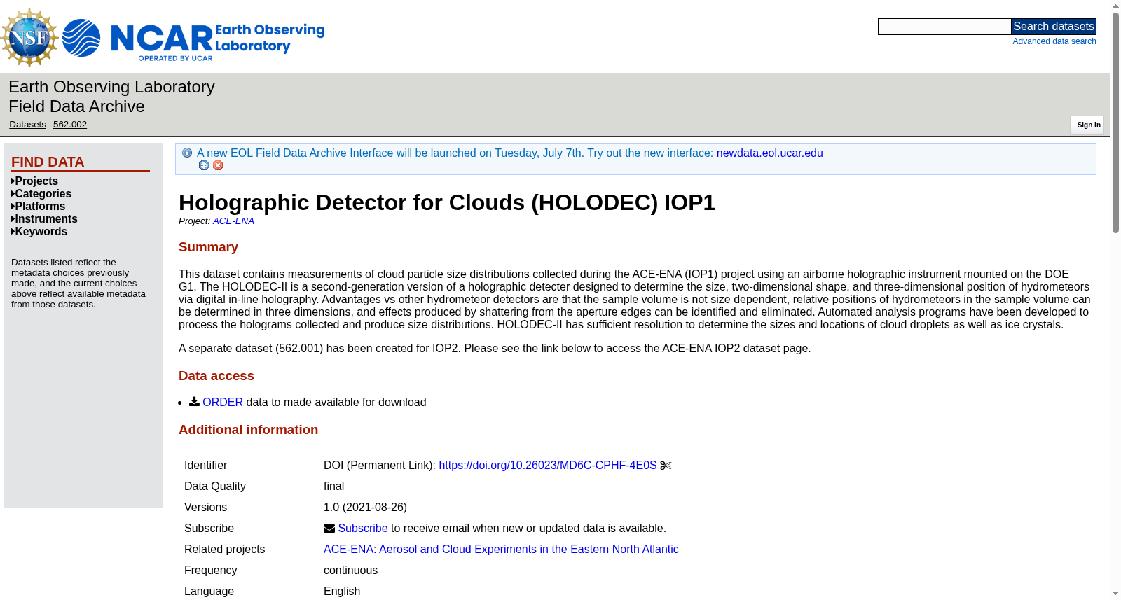 Holographic Detector for Clouds (HOLODEC) IOP1. Version 1.0 数据集图片
