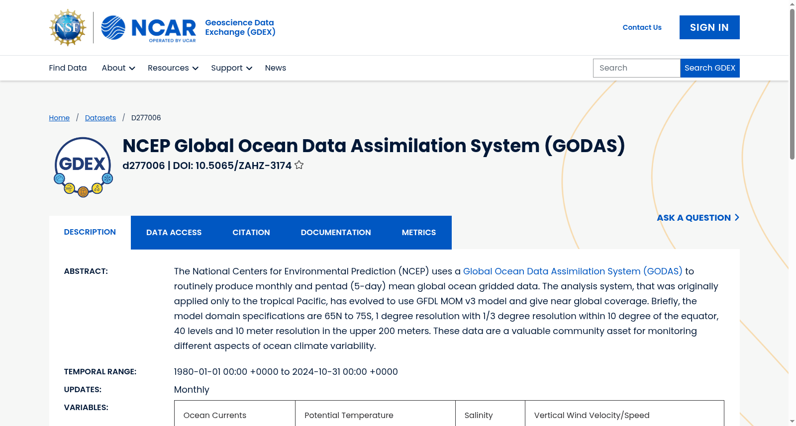NCEP Global Ocean Data Assimilation System (GODAS) 数据集图片